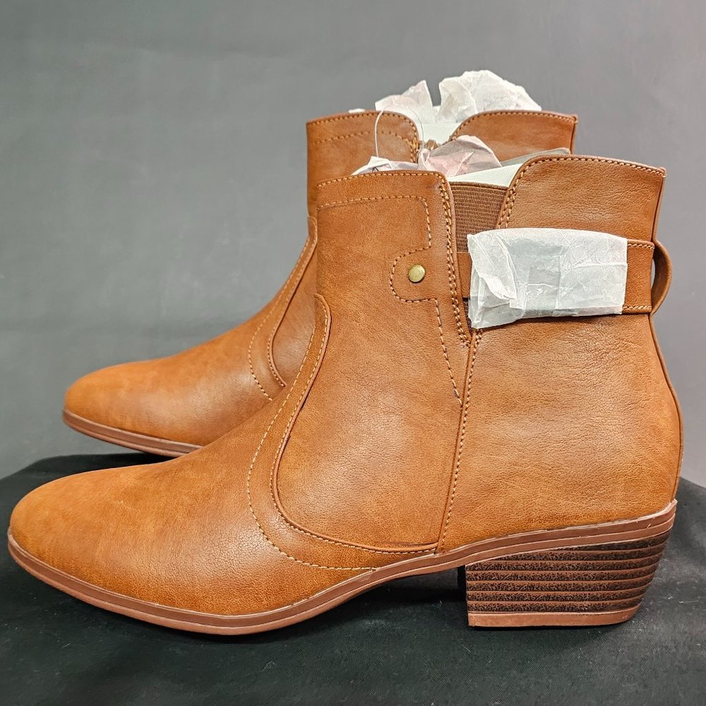 Life Step Alina-9.5 P Tan Ankle Booties Boots Zip Women's Size 9.5 New